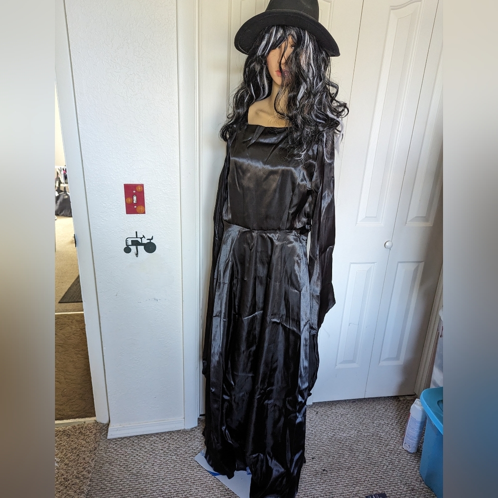 Halloween women's costume dress + Gothic wig.